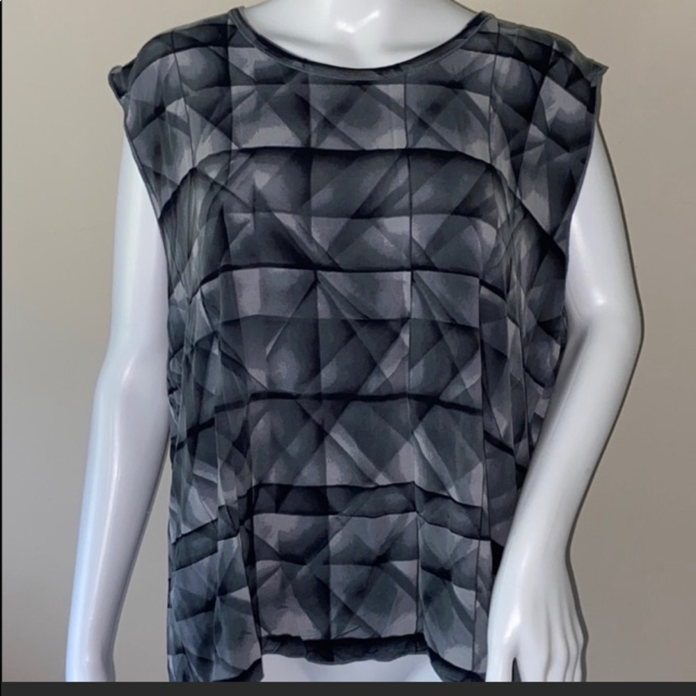 Athleta XL Striped Tank Top gray black very soft